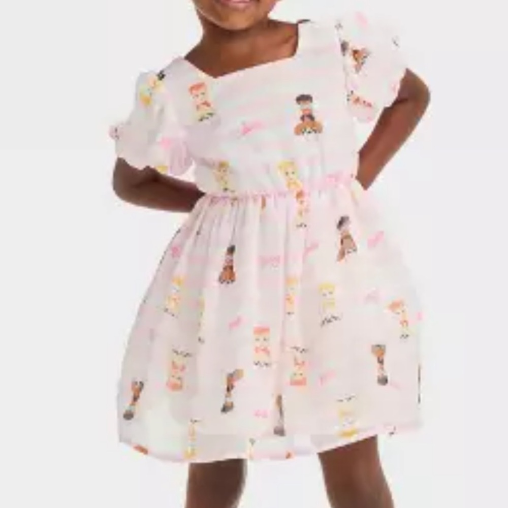NWT 4T Retro Barbie Baby Doll Dress, pink and white stripes